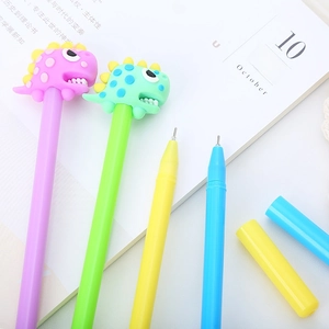 Creative dinosaur gel pens set with cartoon toppers and colorful plastic barrels for school