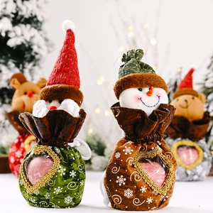Christmas gift bags with Santa Snowman Reindeer dolls and heart clear window
