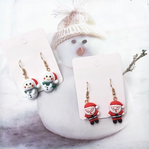 Niedliche Häkel-Ohrringe mit Weihnachtsmann und Schneemann für Damen zu Weihnachten