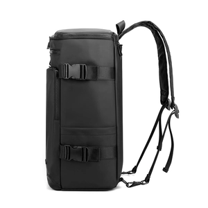 Sleek black waterproof multifunctional business backpack with side straps and buckle