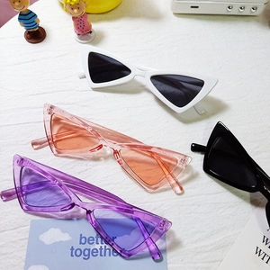 Retro triangle cat eye kids sunglasses in white, pink, purple, and black multi-color set