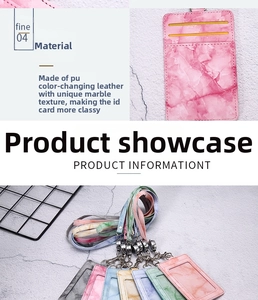 Detail of marble pattern PU leather ID card holder with multiple slots and metal hook