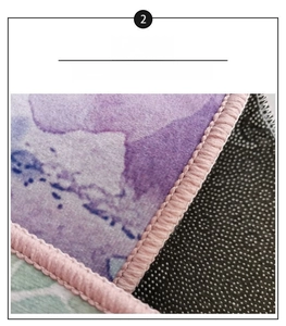 Macro detail of the sturdy overlock stitching and anti-slip backing on the semi-circle rug