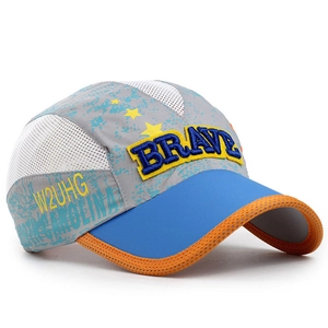 Kids quick-dry mesh baseball cap with BRAVE embroidery and multi-color patchwork design