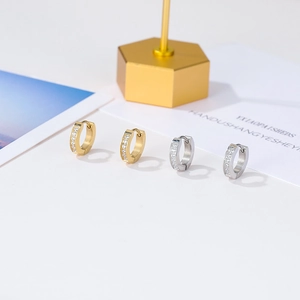 Minimalist Hoop Earrings For Women Titanium Steel Geometric White Zirconia Huggie Ear Buckle Fashion Jewelry
