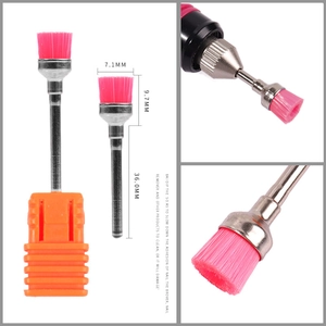 Pink fiber drill bit brush for nail electric sander cleaning with storage base