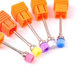 Set of 5 colorful electric nail drill cleaning brushes with durable nylon bristles