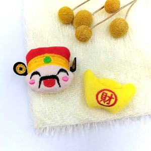 Patchs en peluche Dieu Caishen et lingots d'or pour décorations du Nouvel An
