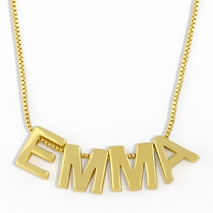 Golden personalized Emma letter pendant with sleek box chain minimalist necklace