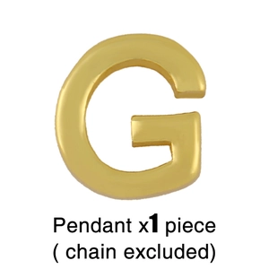 Macro view of polished gold letter G pendant with glossy finish for minimalist necklace