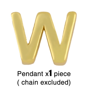 Detailed close-up of polished 18K gold letter W pendant with smooth mirror finish