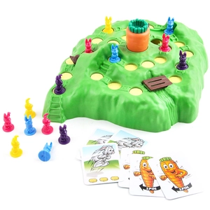 Competitive Funny Bunny mountain board game with carrot trap and 16 colorful rabbit pieces