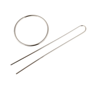 Polished silver U-shaped metal hair pin set with minimalist circular hair clip ring