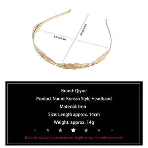 Elegant gold leaf headband accessory made of iron material featuring natural leaf textures