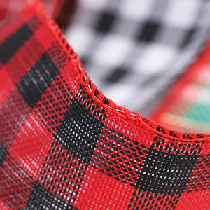 Christmas 6cm buffalo plaid burlap ribbon with wired edges for festive decor