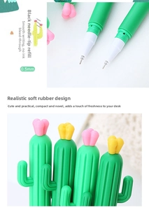 Detail of 0.5mm needle tip and cactus-shaped soft rubber body with small floral accents