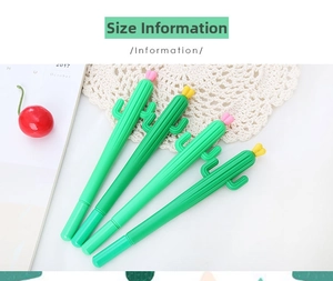 Creative cactus-shaped gel pens set with detailed floral silicone toppers on white desk
