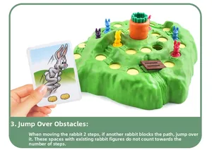 Detailed view of Rabbit Trap board game with rotating carrot, cards, and colorful bunny pawns