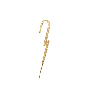 Lightning bolt gold ear cuff wrap with sparkling zircon stones for woman on white background
