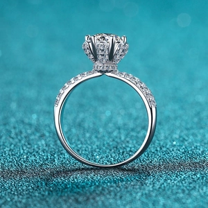 S925 Sterling Silver Moissanite Ring For Women Flower Petal Six Prong Zirconia Solitaire Wedding Engagement Jewelry Ring Gift