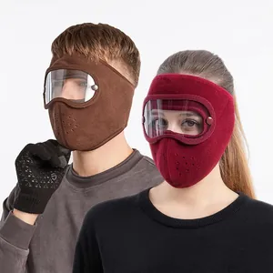Winter Warm Polar Fleece Mask With Anti-Fog Goggles Windproof Full Face Balaclava For Outdoor Cycling Sports Breathable