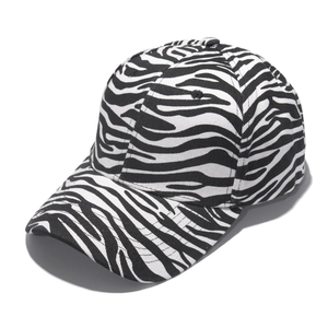 Casquette de baseball unisexe à motif zébré avec un design en toile rayée noire et blanche