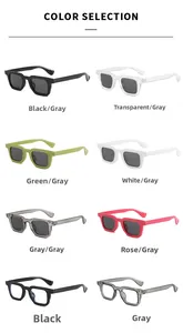 Variety of square frame sunglasses and clear lens glasses in multiple color options