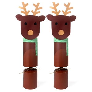 Christmas reindeer gift box set with antlers and scarves on white background