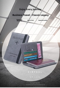 Detailed view of grey RFID passport holder with SIM card slots and interior card organizers
