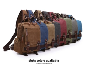 Borsa a tracolla in tela in otto colori: marrone, blu, kaki, grigio, vino e verde
