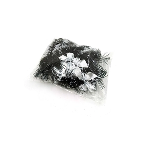 Detail of black ribbon garlands with silver bows for Christmas tree decoration in packaging