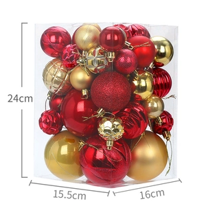 34pcs Christmas ball ornaments set in red and gold with glitter and matte finishes