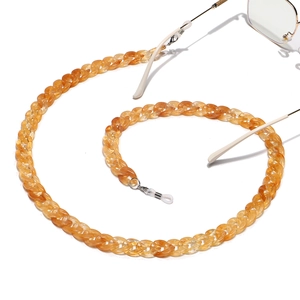 Amber acrylic eyeglass chain with transparent resin links and anti-slip silicone rings