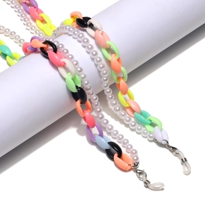 Colorful acrylic chain with imitation pearls and lobster clasps for glasses and masks