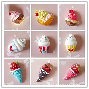 DIY colorful resin cupcake and strawberry ice cream charms for crafts and phone cases