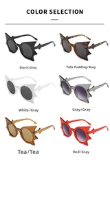 Detailansicht der modischen Fledermaus-Sonnenbrille, erhältlich in sechs modernen Farben
