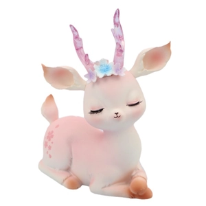 Cute pink reindeer ornament with purple crystal antlers for car and home decor