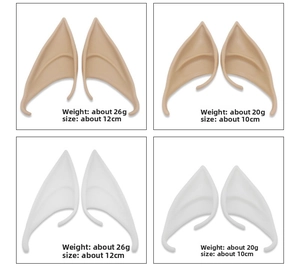 Detailed comparison of 10cm and 12cm soft latex elf ears for cosplay in various colors