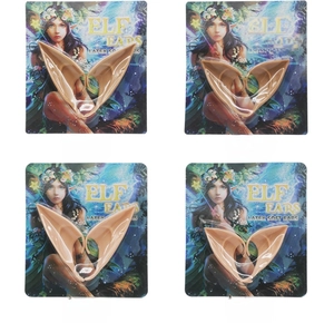 Comparison of four styles of latex elf ears in natural and light skin tones