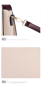 Detail of gold-plated hardware and anti-scratch lychee grain faux leather on the bag