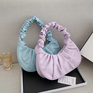 Women Ruched Cloud Shoulder Bag PU Leather Pleated Underarm Pouch Chic Minimalist Handbag For Daily Commute Versatile