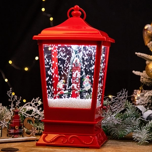 Lanterna di Natale con effetto neve e scena di Babbo Natale per decorazione festiva