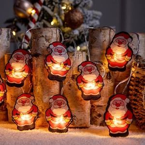 Guirlande lumineuse LED Père Noël à lueur jaune chaude pour décoration intérieure de Noël