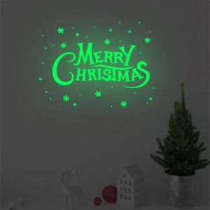 Adesivi murali luminosi Merry Christmas con stelle brillanti per decorazioni natalizie