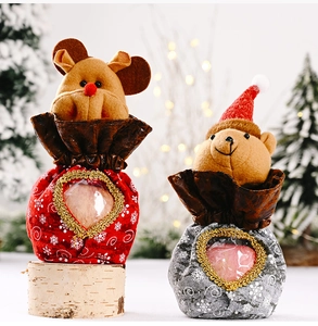 Christmas gift bags set featuring reindeer and bear designs with clear display windows