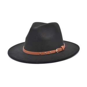 Classic Woolen Felt Fedora Hat Wide Brim Jazz Hat With Leather Belt Buckle For Men Women Outdoor Travel Panama Hat