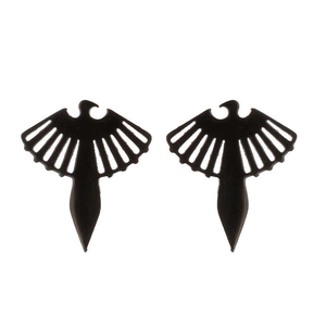 Cute black owl animal stud earrings made of stainless steel with a minimalist cutout design