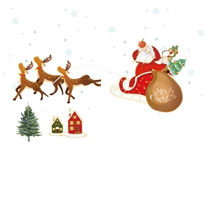 Stickers de fenêtre de Noël avec Père Noël, rennes et traîneau pour décoration festive