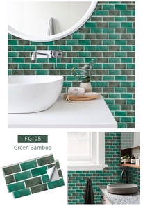 Détails des stickers muraux auto-adhésifs Green Bamboo effet marbre pour cuisine