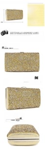 Macro view of luxurious crystal evening bag showing detailed gold and silver rhinestones